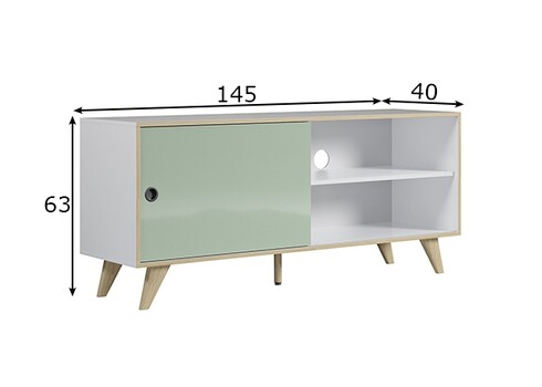 Tv-alus ADELAIDE valge läige / roheline, 145x40xH63 cm