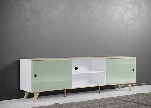 Tv-alus ADELAIDE valge läige / roheline, 217x40xH63 cm