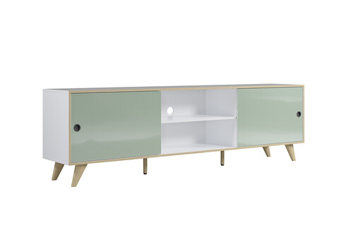 Tv-alus ADELAIDE valge läige / roheline, 217x40xH63 cm