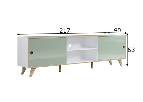 Tv-alus ADELAIDE valge läige / roheline, 217x40xH63 cm