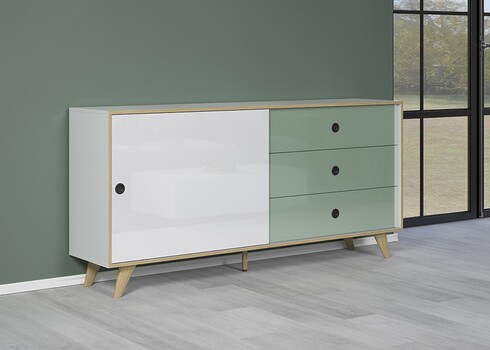 Kummut ADELAIDE valge läige / roheline, 180x40xH86 cm