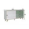 Kummut ADELAIDE valge läige / roheline, 180x40xH86 cm
