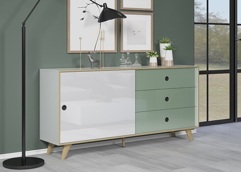 Kummut ADELAIDE valge läige / roheline, 180x40xH86 cm