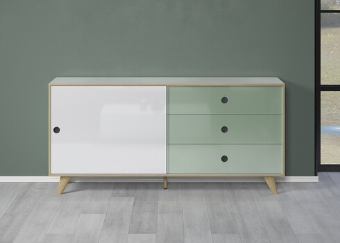 Kummut ADELAIDE valge läige / roheline, 180x40xH86 cm