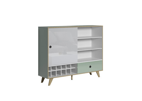 Baarikapp ADELAIDE valge läige / roheline, 145x40xH118 cm