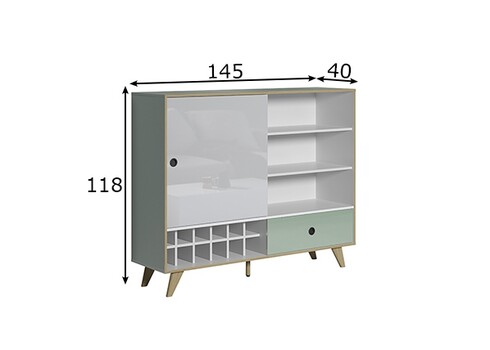 Baarikapp ADELAIDE valge läige / roheline, 145x40xH118 cm