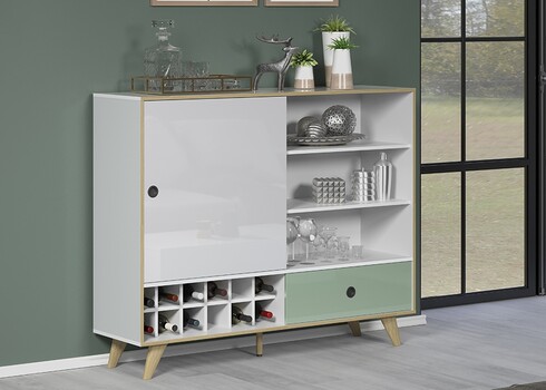 Baarikapp ADELAIDE valge läige / roheline, 145x40xH118 cm