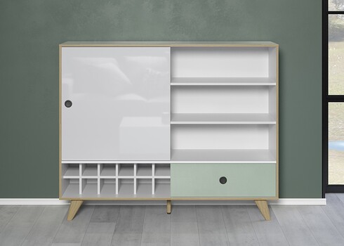 Baarikapp ADELAIDE valge läige / roheline, 145x40xH118 cm