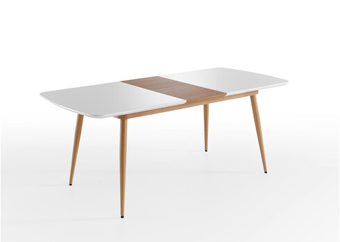 Pikendatav söögilaud BOZEN valge / tamm, 160-200x90xh76 cm