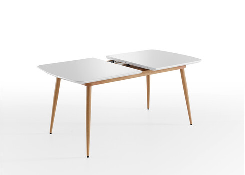 Pikendatav söögilaud BOZEN valge / tamm, 160-200x90xh76 cm