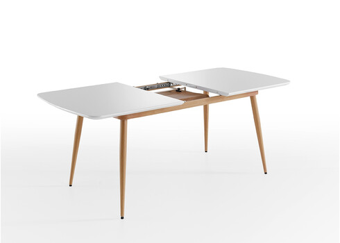 Pikendatav söögilaud BOZEN valge / tamm, 160-200x90xh76 cm