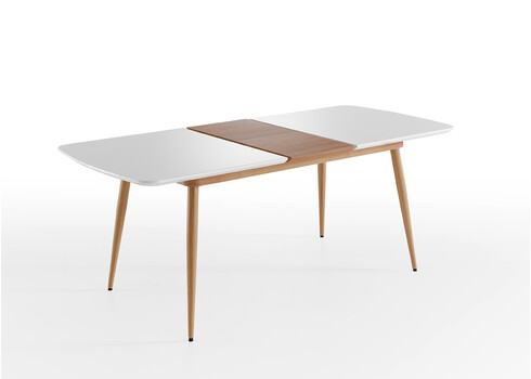 Pikendatav söögilaud BOZEN valge / tamm, 160-200x90xh76 cm