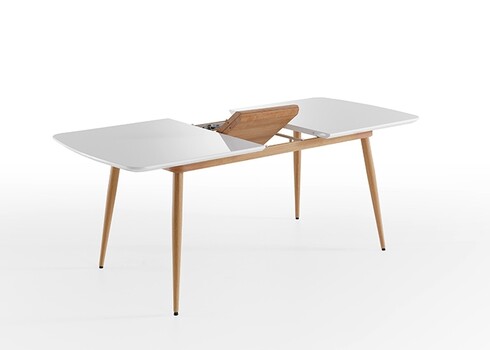 Pikendatav söögilaud BOZEN valge / tamm, 160-200x90xh76 cm