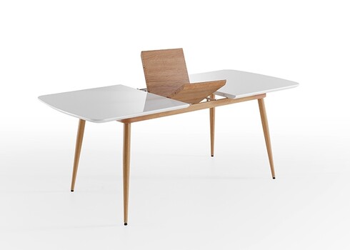 Pikendatav söögilaud BOZEN valge / tamm, 160-200x90xh76 cm