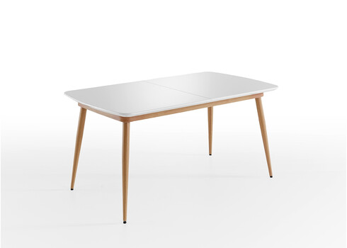 Pikendatav söögilaud BOZEN valge / tamm, 160-200x90xh76 cm