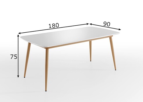Söögilaud BOZEN valge / tamm, 180x90xH75 cm