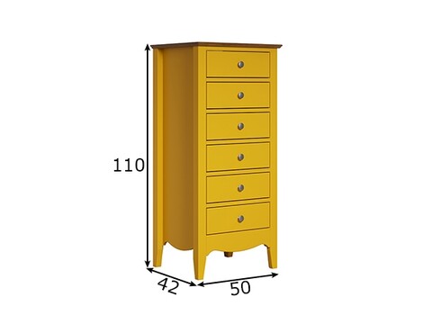 Kummut LISSABON kollane, 50x42xH110 cm