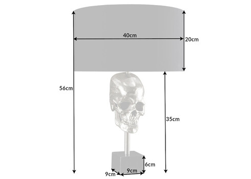Lauavalgusti SKULL hõbe / must, 40x40xH56 cm