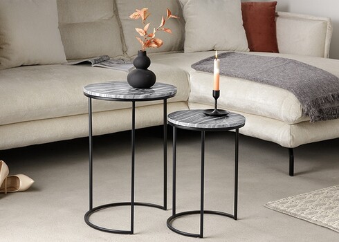 Abilaudade komplekt ELEMENTS hall marmor / must, 2 tk