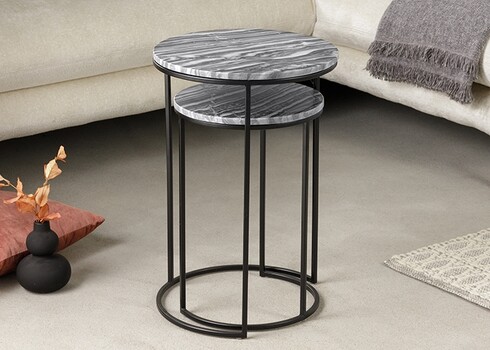 Abilaudade komplekt ELEMENTS hall marmor / must, 2 tk