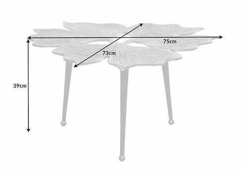 Abilaud GINKO hõbe, 75x73xH39 cm