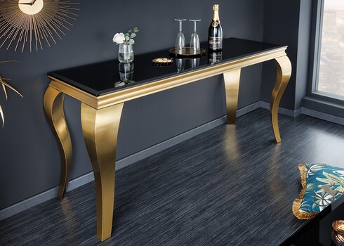 Konsoollaud MODERN BAROQUE must / kuldne, 145x50xH75 cm