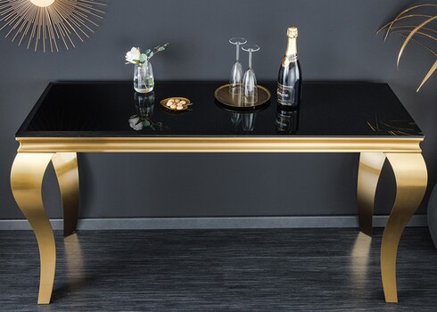 Konsoollaud MODERN BAROQUE must / kuldne, 145x50xH75 cm