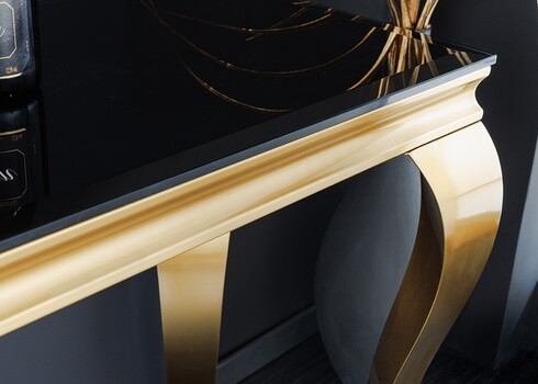 Konsoollaud MODERN BAROQUE must / kuldne, 145x50xH75 cm