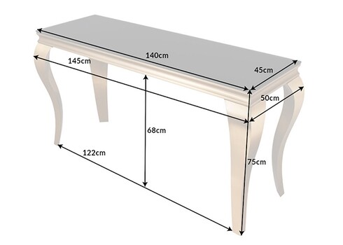 Konsoollaud MODERN BAROQUE must / kuldne, 145x50xH75 cm
