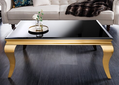 Diivanilaud MODERN BAROQUE must / kuldne, 100x60xH45 cm