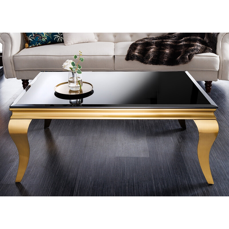 Diivanilaud MODERN BAROQUE must / kuldne, 100x60xH45 cm