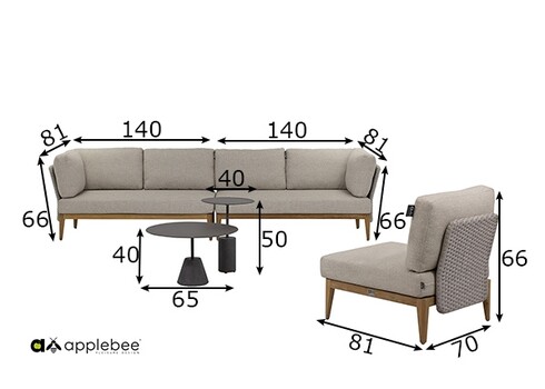 Aiamööbli komplekt Apple Bee LISA beež / tiik
