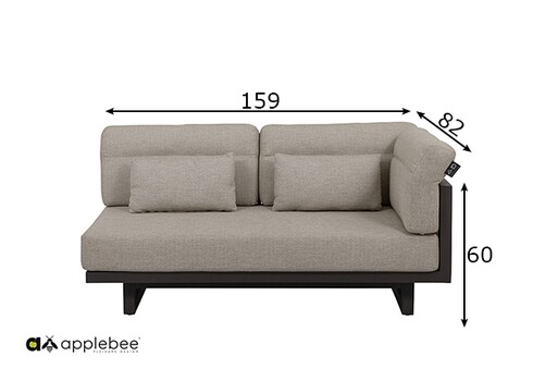 Diivan Apple Bee SANTORINI ROPE hall / beež, 159x82xH60 cm, vasak