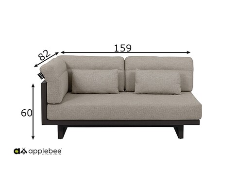 Diivan Apple Bee SANTORINI ROPE hall / beež, 159x82xH60 cm, parem