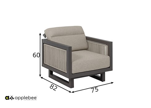 Tugitool Apple Bee SANTORINI ROPE hall / beež, 75x82xH60 cm