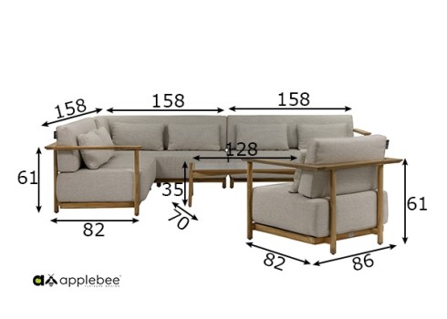 Aiamööbli komplekt Apple Bee ST.LUCIA tiik / beež