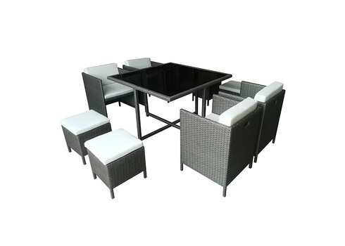 Aiamööbli komplekt Bello Giardino CRISTALLO hall laud + 4 tugitooli + 4 jalatooli