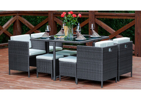 Aiamööbli komplekt Bello Giardino CRISTALLO hall laud + 4 tugitooli + 4 jalatooli