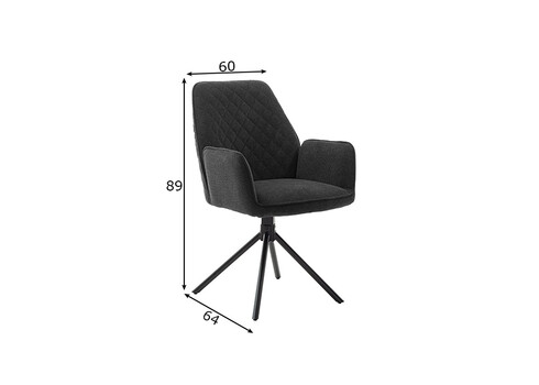 Käetugedega tool ACANDI antratsiit, 60x64xH89 cm, 2 tk