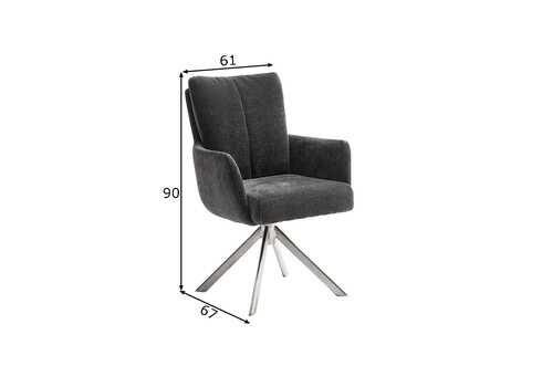 Käetugedega tool MALIA antratsiit / metall, 61x67xH90 cm, 2 tk
