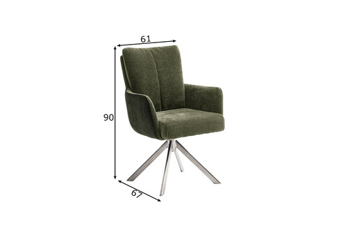 Käetugedega tool MALIA oliiviroheline / metall, 61x67xH90 cm, 2 tk