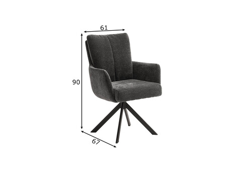 Käetugedega tool MALIA antratsiit / must, 61x67xH90 cm, 2 tk