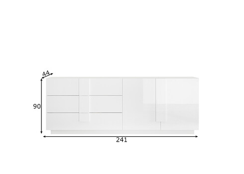 Kummut JUPITER valge kõrgläige, 241x44xH90 cm