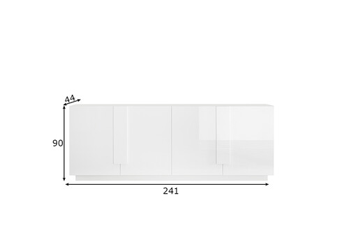 Kummut JUPITER valge kõrgläige, 241x44xH90 cm