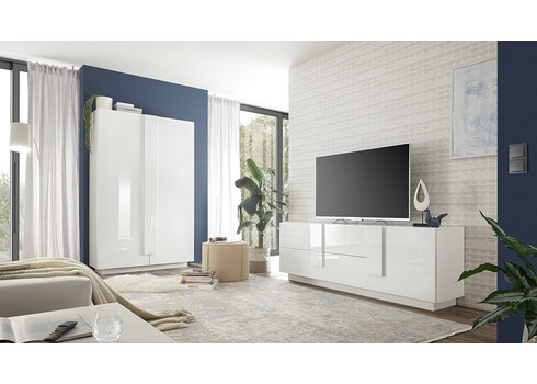 Tv-alus JUPITER valge kõrgläige, 181x44xH63 cm