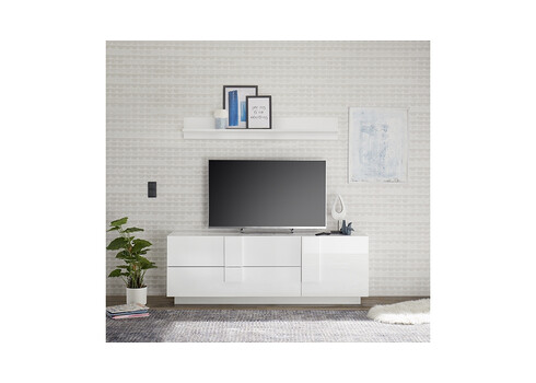 Tv-alus JUPITER valge kõrgläige, 181x44xH63 cm