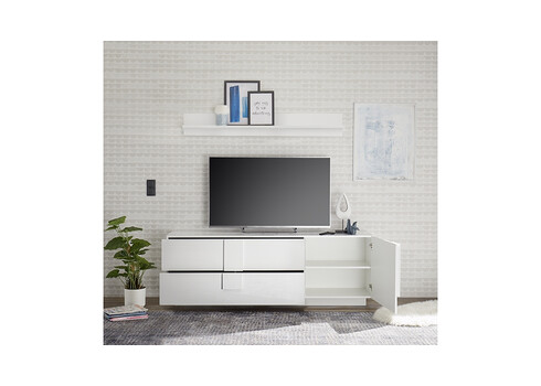 Tv-alus JUPITER valge kõrgläige, 181x44xH63 cm