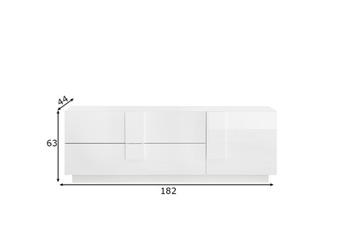 Tv-alus JUPITER valge kõrgläige, 181x44xH63 cm