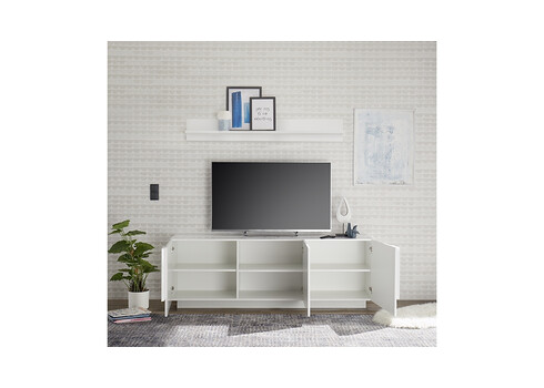 Tv-alus JUPITER valge kõrgläige, 181x44xH63 cm