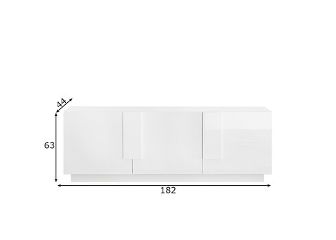 Tv-alus JUPITER valge kõrgläige, 181x44xH63 cm